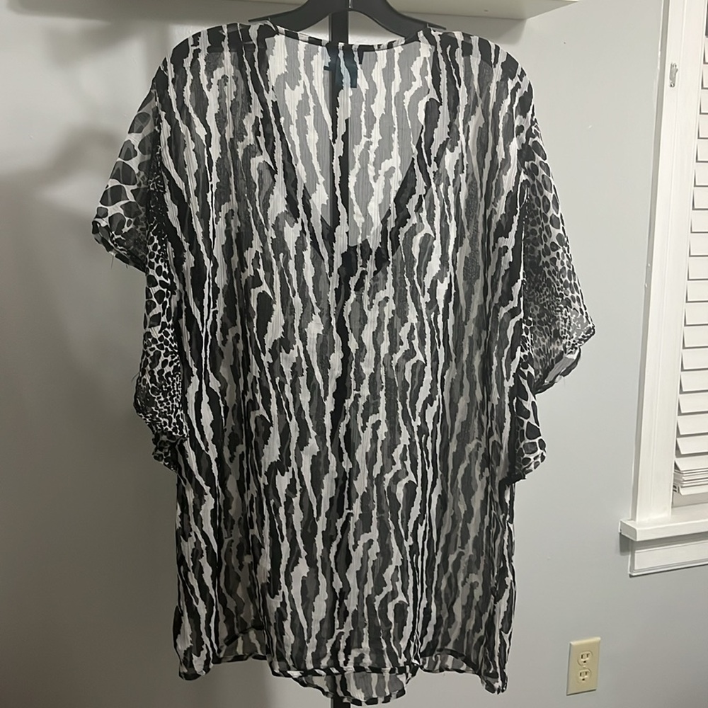 Aqua Blu Zebra Print Tunic Swim Coverup Sz large #414